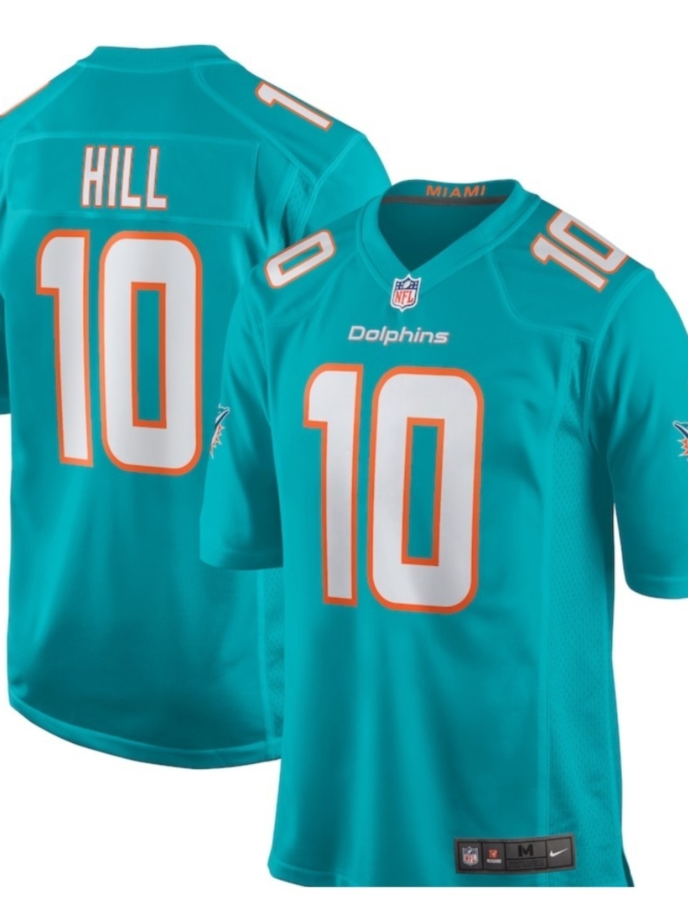 Nike Teal and White Miami Dolphins #10 Jersey with Orange Trim